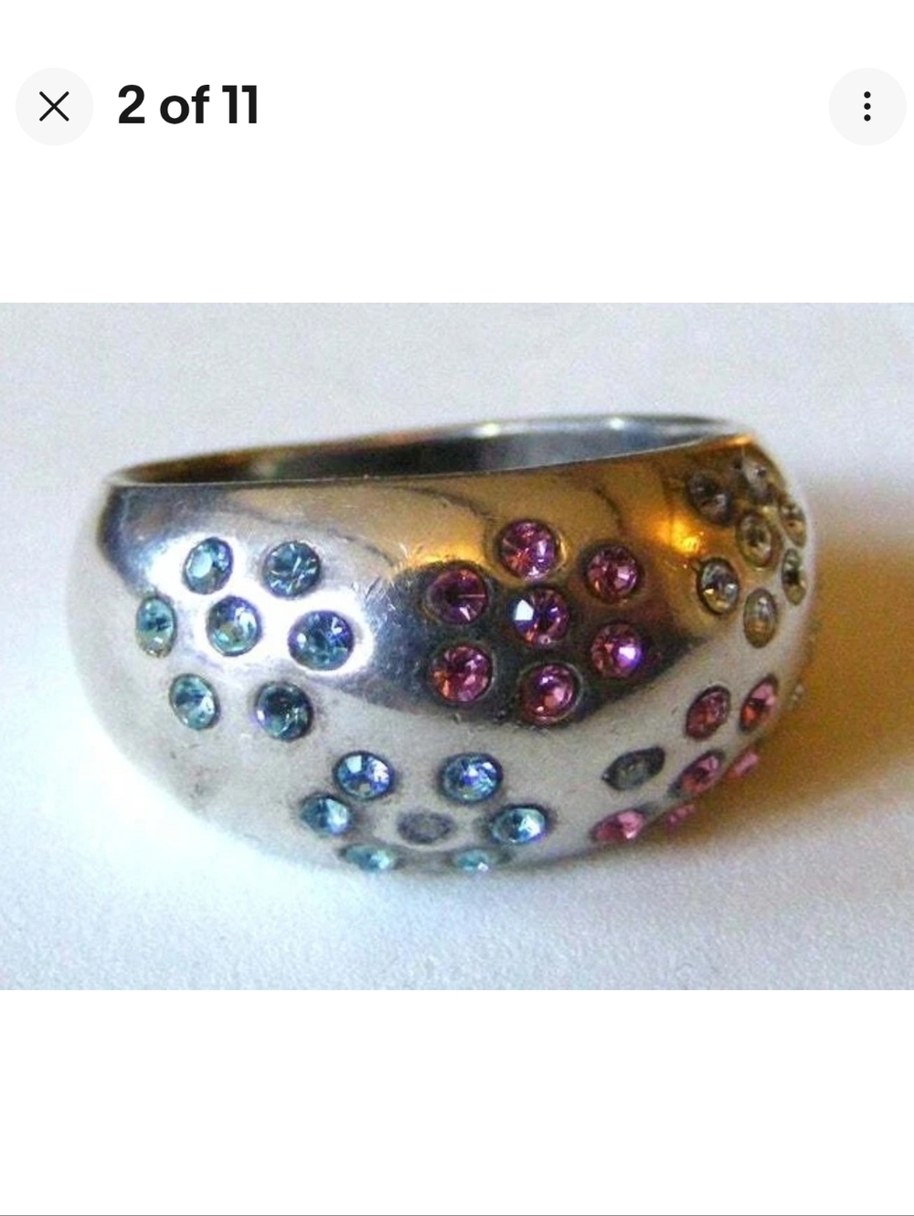 DAVID SIGAL FLORAL GEMSTONE STERLING SILVER DOME RING - Picture 4 of 10